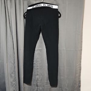 VS Angel Black Leggings with White Waistband